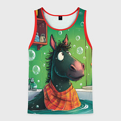 Мужская майка без рукавов Лошадь моется в ванной