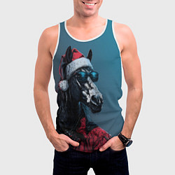 Майка-безрукавка мужская Лошадь в новогоднем стиле, цвет: 3D-белый — фото 2