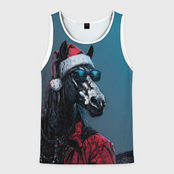 Мужская майка без рукавов Лошадь в новогоднем стиле