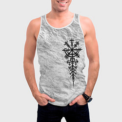 Майка-безрукавка мужская Вегвизир - компас рун в виде става, цвет: 3D-белый — фото 2