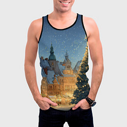 Майка-безрукавка мужская Новый год в старом городе, цвет: 3D-черный — фото 2