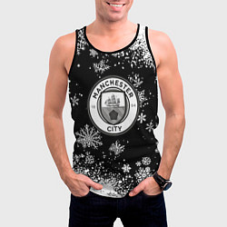 Майка-безрукавка мужская Манчестер сити снежинки новый год, цвет: 3D-черный — фото 2