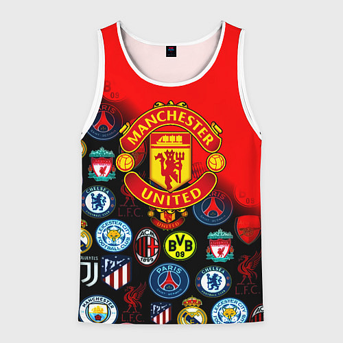 Мужская майка без рукавов Манчестер Юнайтед логотипы команд / 3D-Белый – фото 1