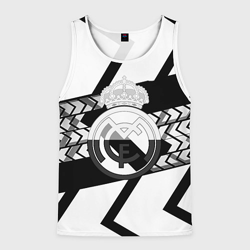 Мужская майка без рукавов Реал Мадрид краски полосы / 3D-Белый – фото 1