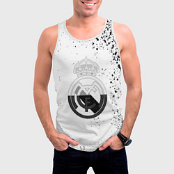 Майка-безрукавка мужская Реал Мадрид черно белые краски, цвет: 3D-белый — фото 2