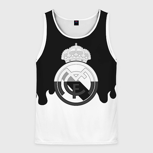 Мужская майка без рукавов Реал Мадрид огонь белый / 3D-Белый – фото 1