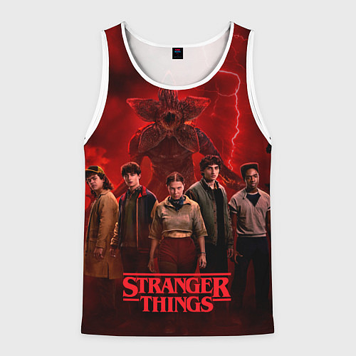 Мужская майка без рукавов Герои и демогоргон Загадочные события финал / 3D-Белый – фото 1