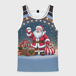Мужская майка без рукавов Санта с мешком подарков