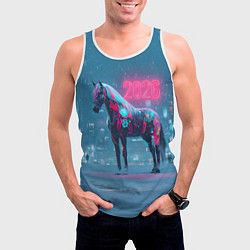 Майка-безрукавка мужская Киберпанк лошадь 2026, цвет: 3D-белый — фото 2