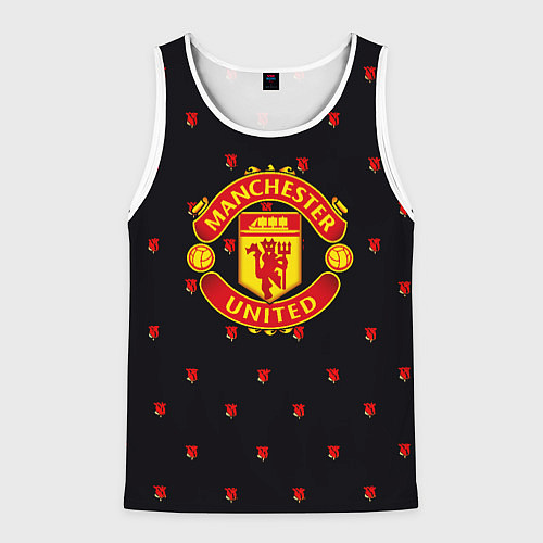 Мужская майка без рукавов Манчестер Юнайтед розы текстура / 3D-Белый – фото 1