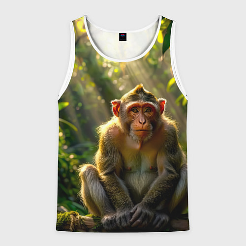 Мужская майка без рукавов Лесная обезьянка / 3D-Белый – фото 1