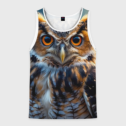 Мужская майка без рукавов Лунная сова в лесу / 3D-Белый – фото 1