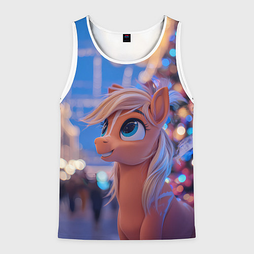 Мужская майка без рукавов Милая лошадка символ 2026 / 3D-Белый – фото 1