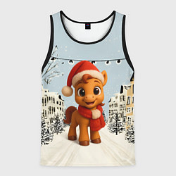 Мужская майка без рукавов Милая новогодняя лошадка с шарфом