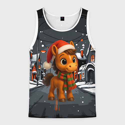 Мужская майка без рукавов Новогодняя лошадка 2026 год / 3D-Белый – фото 1