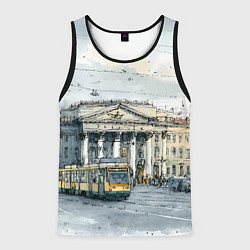 Майка-безрукавка мужская Зимняя улица Санкт-Петербурга, цвет: 3D-черный
