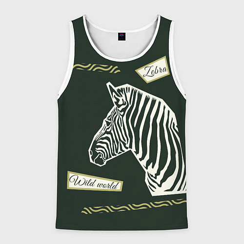 Мужская майка без рукавов Зебра-коллаж / 3D-Белый – фото 1