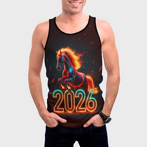 Мужская майка без рукавов Светящаяся лошадь 2026 / 3D-Черный – фото 3