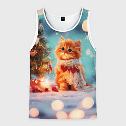 Мужская майка без рукавов Рыжий маленький новогодний котенок