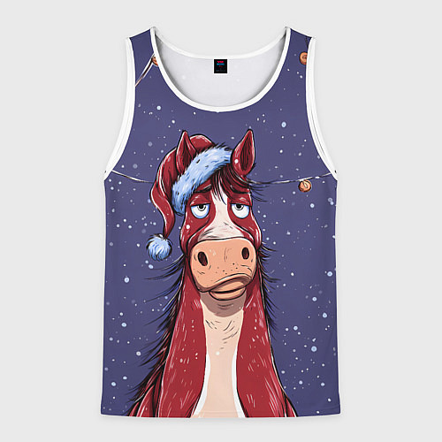 Мужская майка без рукавов Новогодняя лошадь символ 2026 года / 3D-Белый – фото 1