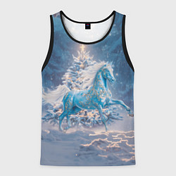 Мужская майка без рукавов Лошадка в заснеженном лесу 2026