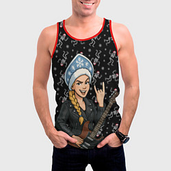 Майка-безрукавка мужская Снегурочка с гитарой - Рок, цвет: 3D-красный — фото 2