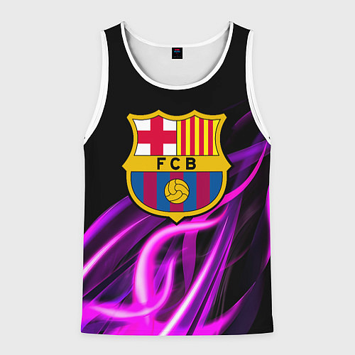 Мужская майка без рукавов Барселона неоновый огонь текстура / 3D-Белый – фото 1