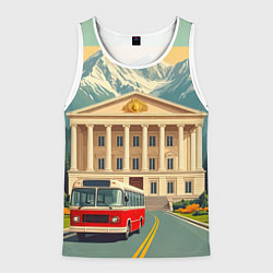 Майка-безрукавка мужская Классика у подножия гор, цвет: 3D-белый