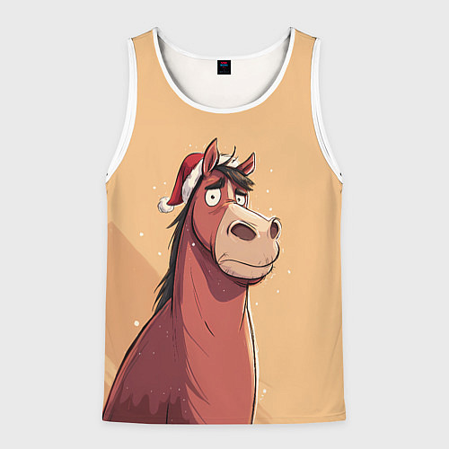 Мужская майка без рукавов Уставшая за год лошадка / 3D-Белый – фото 1
