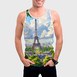 Майка-безрукавка мужская Эйфелева башня в сердце Парижа, цвет: 3D-белый — фото 2