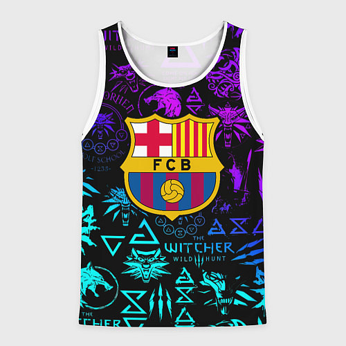 Мужская майка без рукавов Barcelona x the Witcher / 3D-Белый – фото 1