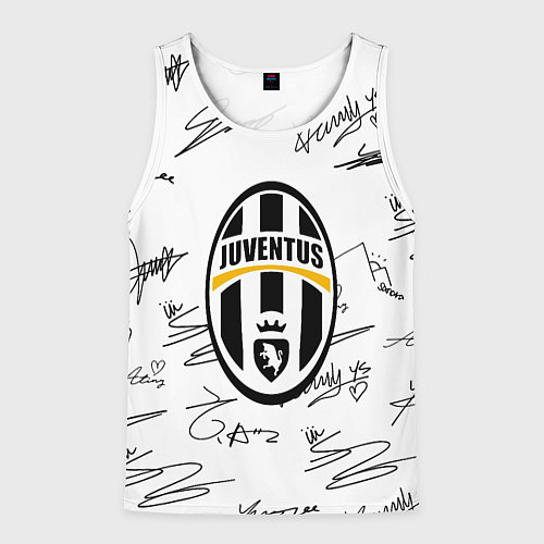 Мужская майка без рукавов Ювентус автографы текстура / 3D-Белый – фото 1