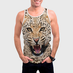 Майка-безрукавка мужская Взгляд леопарда, цвет: 3D-белый — фото 2