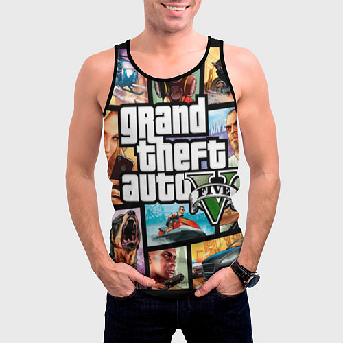 Мужская майка без рукавов GTA 5: City Stories / 3D-Черный – фото 3