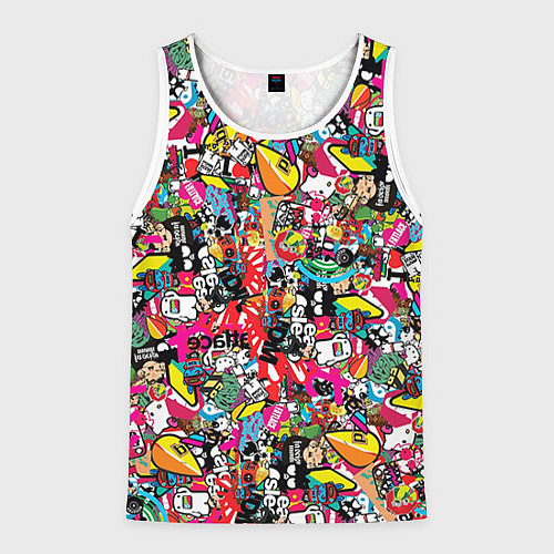 Мужская майка без рукавов Стикербомбинг / 3D-Белый – фото 1