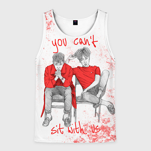 Мужская майка без рукавов Big Bang: Sit with us / 3D-Белый – фото 1