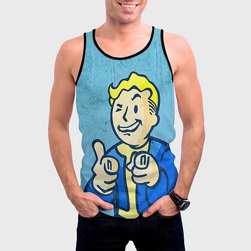 Мужская майка без рукавов Fallout: It's okey / 3D-Черный – фото 3