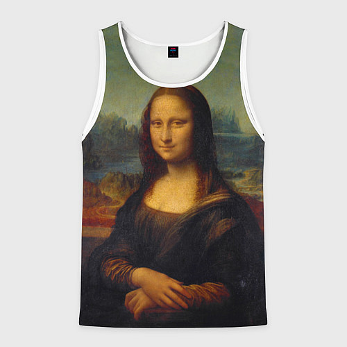 Мужская майка без рукавов Леонардо да Винчи - Мона Лиза / 3D-Белый – фото 1