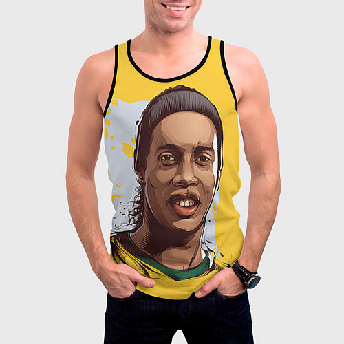 Мужская майка без рукавов Ronaldinho Art / 3D-Черный – фото 3