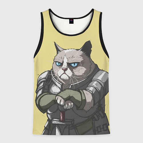 Мужская майка без рукавов Кот / 3D-Черный – фото 1