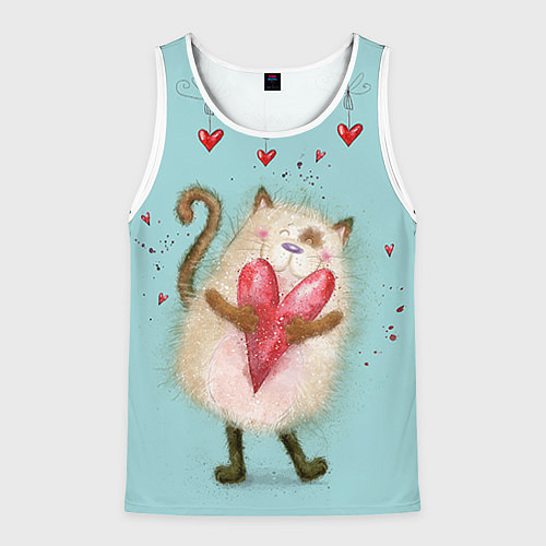 Мужская майка без рукавов Котик / 3D-Белый – фото 1