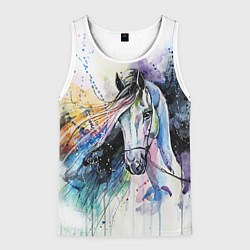 Майка-безрукавка мужская Акварельная лошадь, цвет: 3D-белый