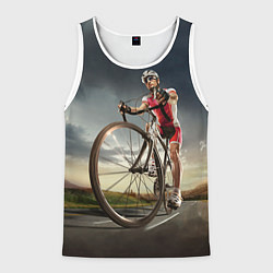 Майка-безрукавка мужская Велогонщик, цвет: 3D-белый