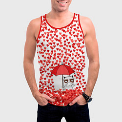Майка-безрукавка мужская Сердцепад и сердитый кот, цвет: 3D-красный — фото 2