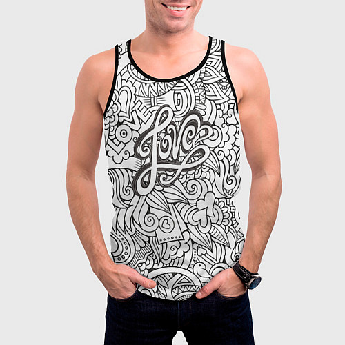 Мужская майка без рукавов Love графика / 3D-Черный – фото 3