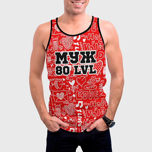 Мужская майка без рукавов Муж 80 LVL / 3D-Черный – фото 3