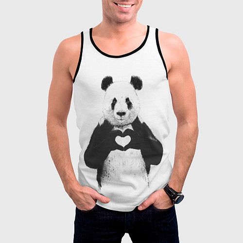 Мужская майка без рукавов Panda Love / 3D-Черный – фото 3