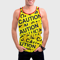 Майка-безрукавка мужская Caution, цвет: 3D-красный — фото 2