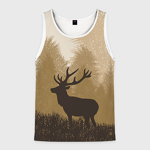 Мужская майка без рукавов Олень на охоте / 3D-Белый – фото 1