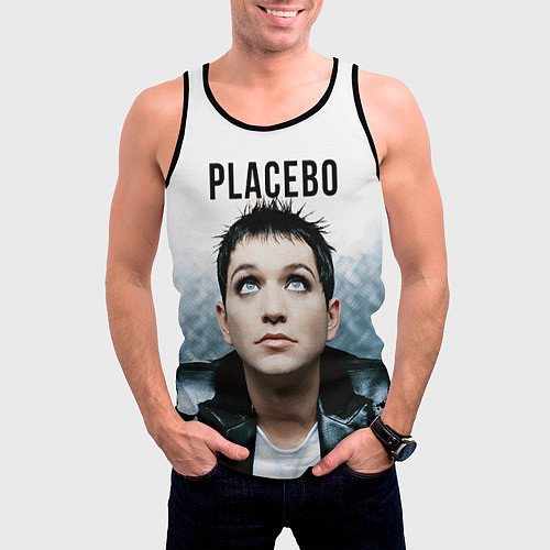 Мужская майка без рукавов Placebo: Brian Molko / 3D-Черный – фото 3